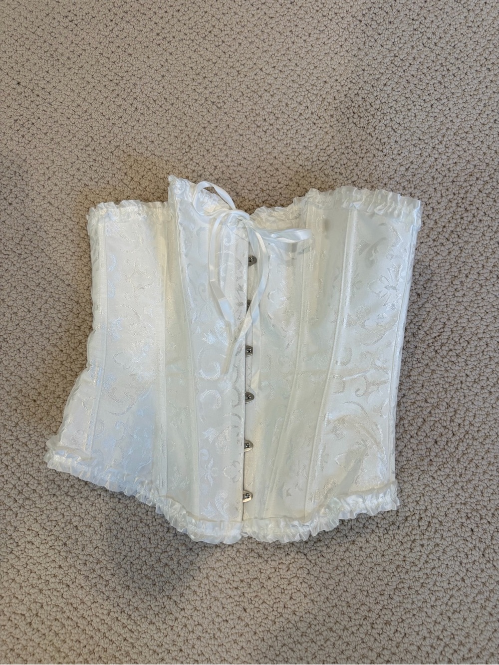 White Satin Lace-Up Bridal Corset Top